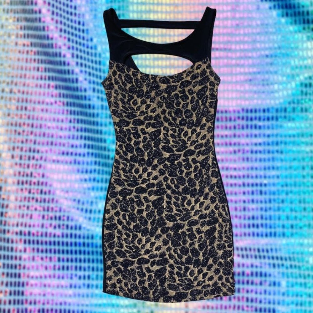 Vintage Leopard Bodycon Mini Dress SMALL